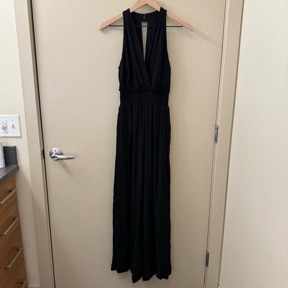 Anthropologie Bionda Plisse jumpsuit Sleeveless Gauzy v neck in Black size small - Picture 3 of 11